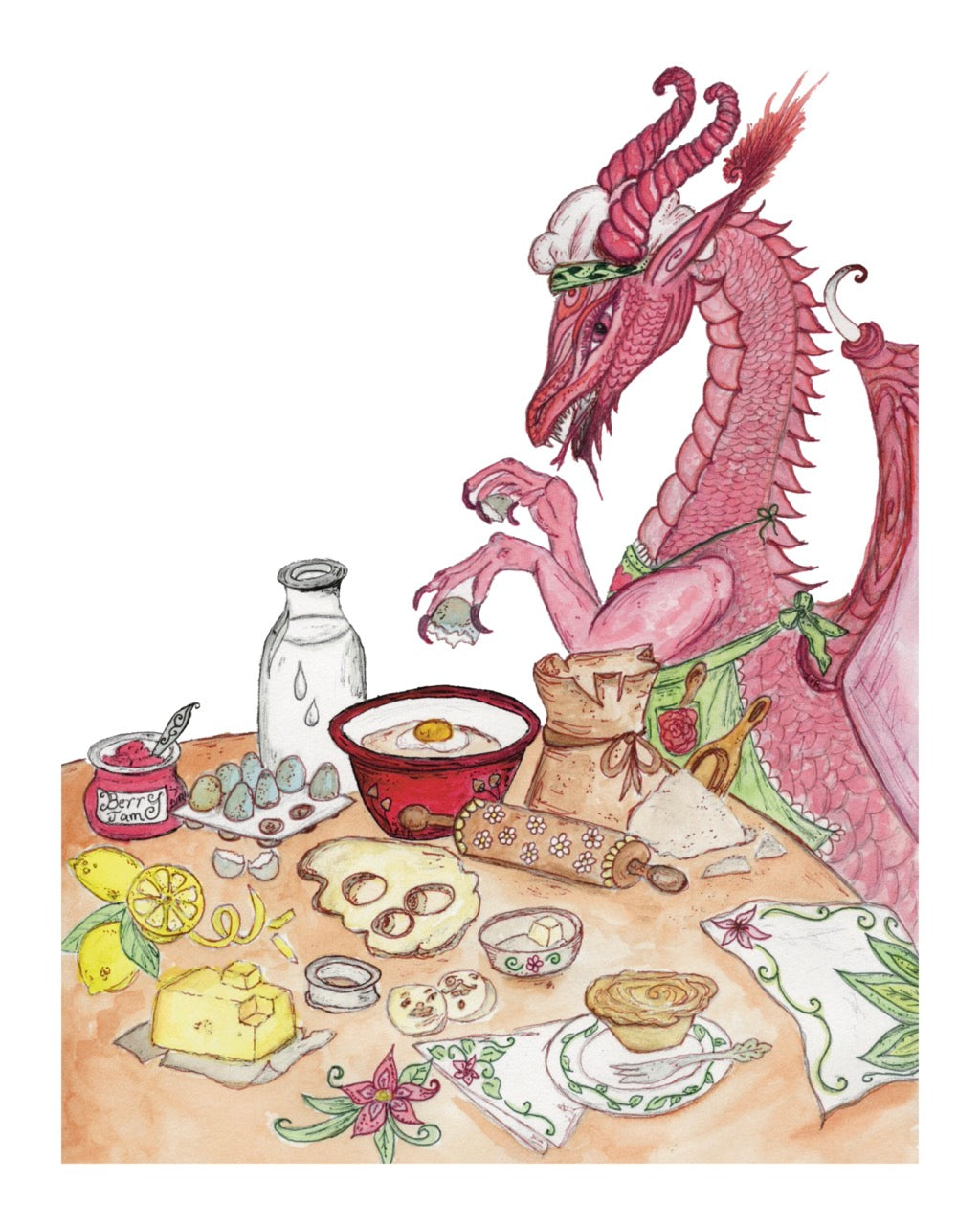 "Scraps the Miniature Kitchen Dragon" - Giclée Art Print