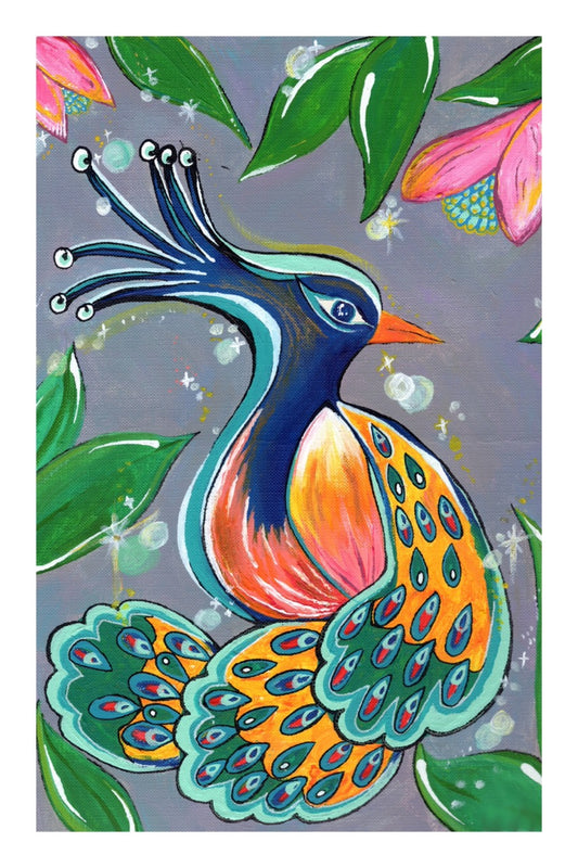 "Rainbow Tailed Groundsinger" - Giclée Art Print