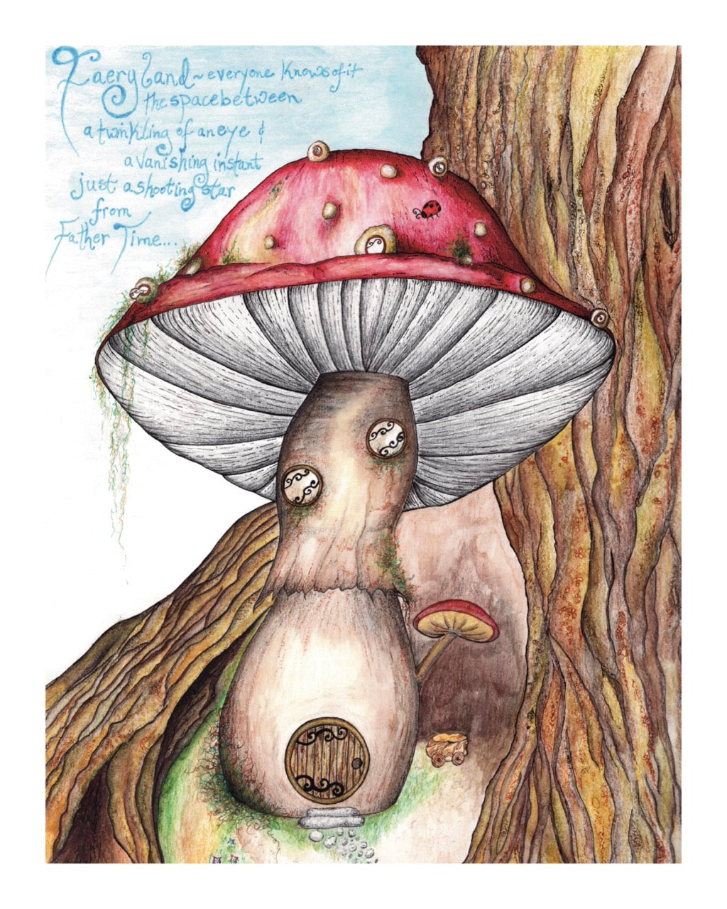 "Fairy Mushroom House" - Giclée Art Print