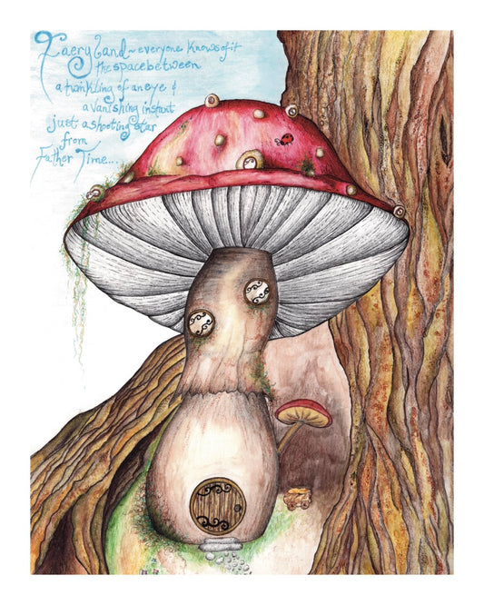 "Fairy Mushroom House" - Giclée Art Print
